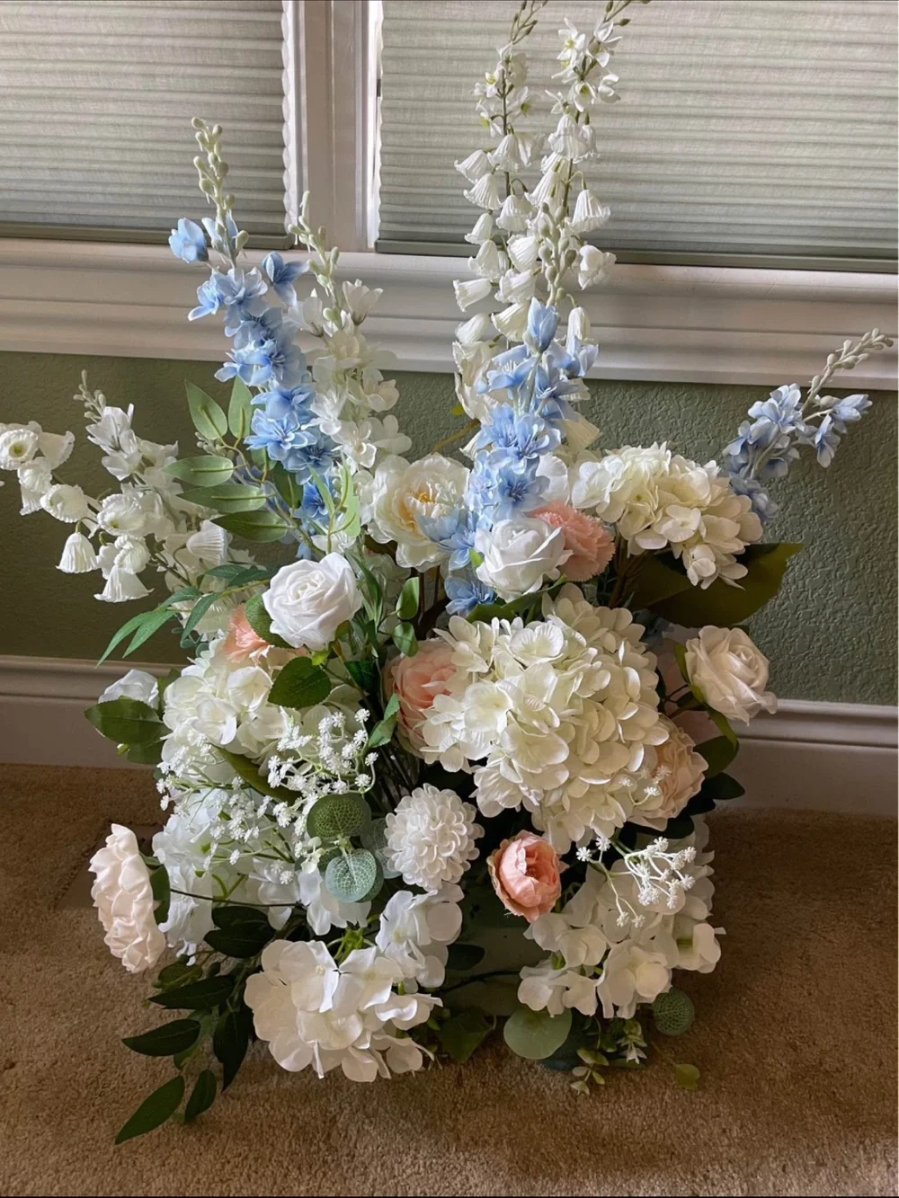 Classic White & Blue Artificial Floral Arrangement - Home Accents
